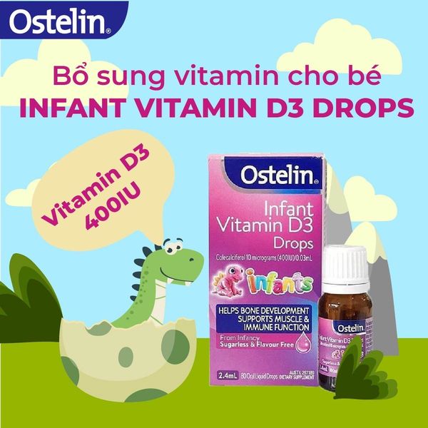 Vitamin D3 Drops Ostelin 2,4ML Của Úc  Dạng Nhỏ Giọt, D3 Cho Bé