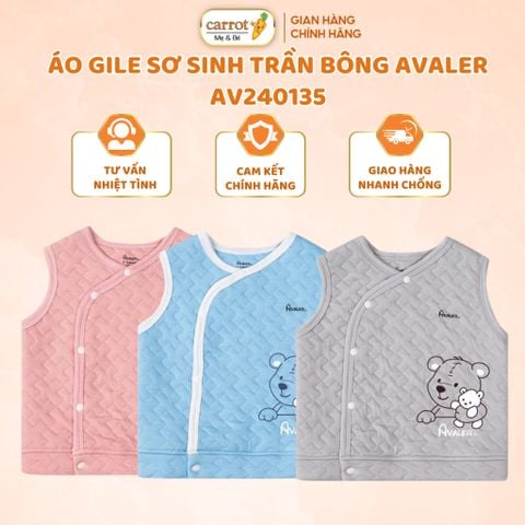 Áo Gile Trần Bông Avaler AV240135, Áo Gile Thu Đông Cài Chéo Cho Bé