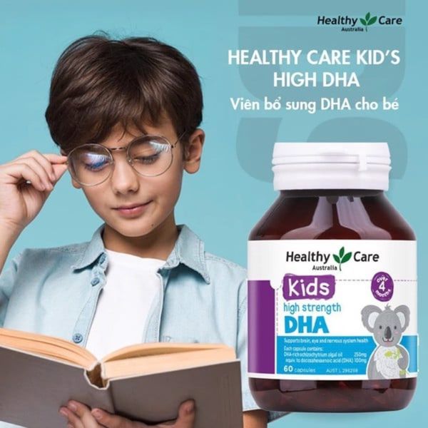 DHA Healthy Care Giúp Bổ Não, Tốt Cho Mắt, Hương Chanh Dễ Uống (Lọ 60 Viên)