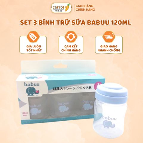 Bộ 3 Bình Trữ Sữa Babuu Nhật Bản 120ML Cho Mẹ Và Bé