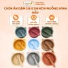 Chén Ăn Dặm Silicon Kèm Muỗng Hình Gấu Có Đế Hít Chống Đổ Cho Bé