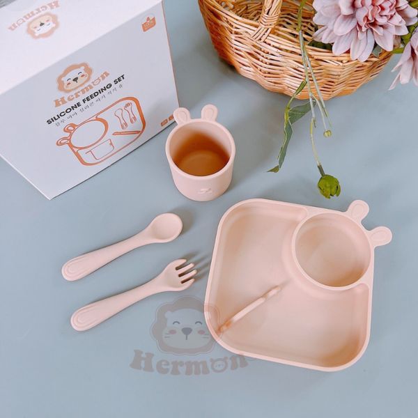 Set Ăn Dặm Silicon 4 Món Hermon HM2810 Tai Thỏ Cho Bé