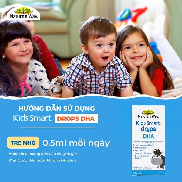DHA Nature's Way Kids Smart Drops DHA Dạng Giọt 20ml Giúp Tăng Trí Thông Minh, Phát Triển Não Bộ Cho Bé