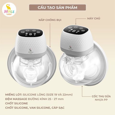 Máy Hút Sữa Rảnh Tay Moaz MB 061, Máy Hút Sữa Đôi