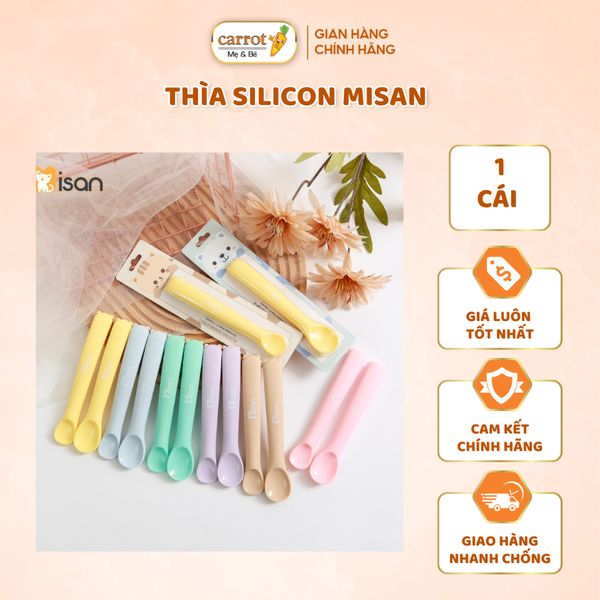 Thìa Silicon Misan Cho Bé Từ 3-8M, Muỗng Tập Ăn Dặm, Chất Liệu An Toàn