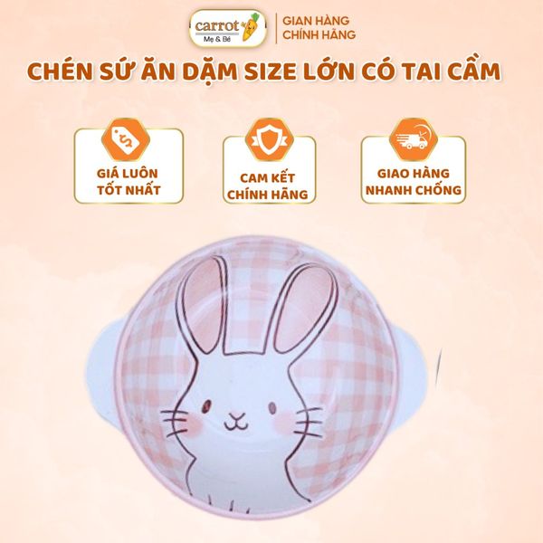 Chén Sứ Ăn Dặm Size Lớn Có Tai Cầm, Bát Ăn Dặm