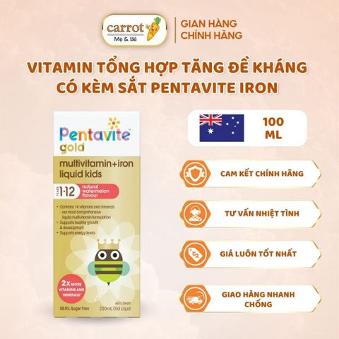 Vitamin Tổng Hợp Tăng Đề Kháng Có Kèm Sắt Pentavite Iron - 100ML Cho Bé 1-12 Tuổi