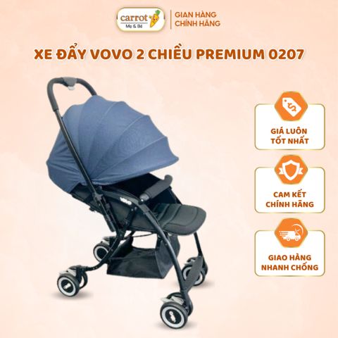 Xe Đẩy Gấp Gọn Vovo 2 chiều Premium 0207, 3 Tư Thế Điều Chỉnh Nằm, Ngả, NGồi