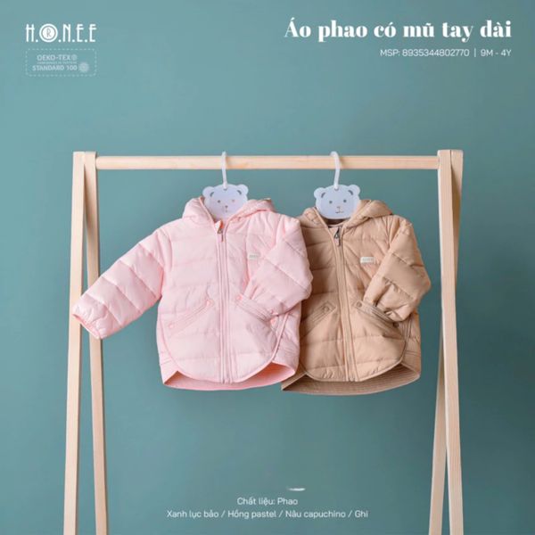 Áo Khoác Phao Trần Bông HRNEE Siêu Nhẹ Ấm Cho Bé 9 tháng - 4 Tuổi