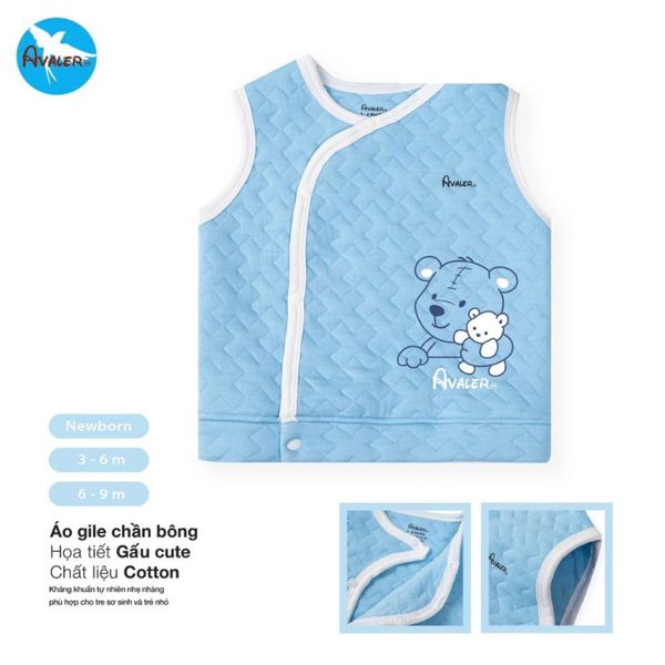 Áo Gile Trần Bông Avaler AV240135, Áo Gile Thu Đông Cài Chéo Cho Bé