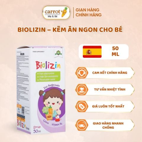 Kẽm Biolizin Hữu Cơ Cho Bé – Ăn Ngon, Tăng Đề Kháng, Hấp Thu Tối Ưu
