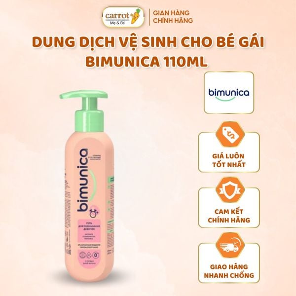Dung Dịch Vệ Sinh Vùng Kính Bimunica Cho Bé Gái 250ML Từ Sơ Sinh Đến Dậy Thì