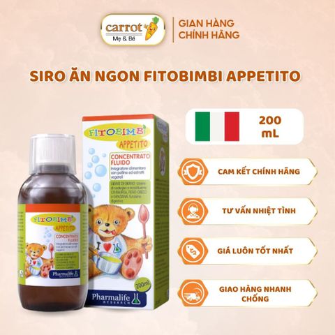 Siro Ăn Ngon Fitobimbi Appetito Hỗ Trợ Tăng Cường Tiêu Hóa, Hấp Thu Dưỡng Chất Cho Trẻ - 200ml