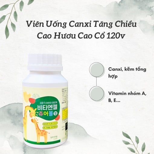 Kẹo Canxi Hươu Cao Cổ Hàn Quốc 1 lọ, Tăng Chiều Cao Cho Bé, Phát Triển Trí Thông Minh, Giúp Bé Ăn Ngon Mệng