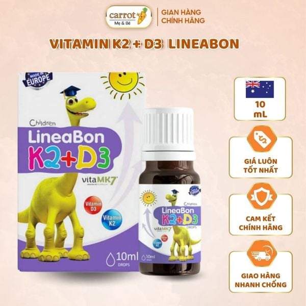 D3 K2 Lineabon Bổ Sung Vitamin D3 Cho Trẻ Sơ Sinh, Hấp Thụ Canxi Tăng Chiều Cao Cho Trẻ