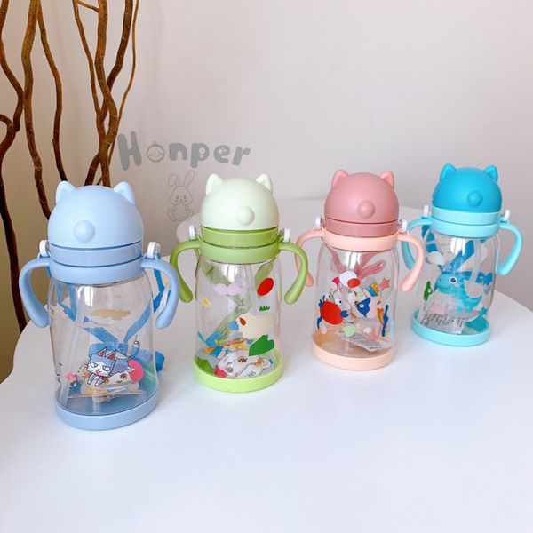 Bình Tập Uống Honper Tai Gấu 550ML Có Dây Đeo, Bình Uống Nước Cho Bé