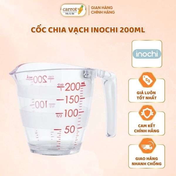 Cốc Chia Vạch Inochi 200ML - Ca Nhựa Chiết Đo Lường Chất Lỏng