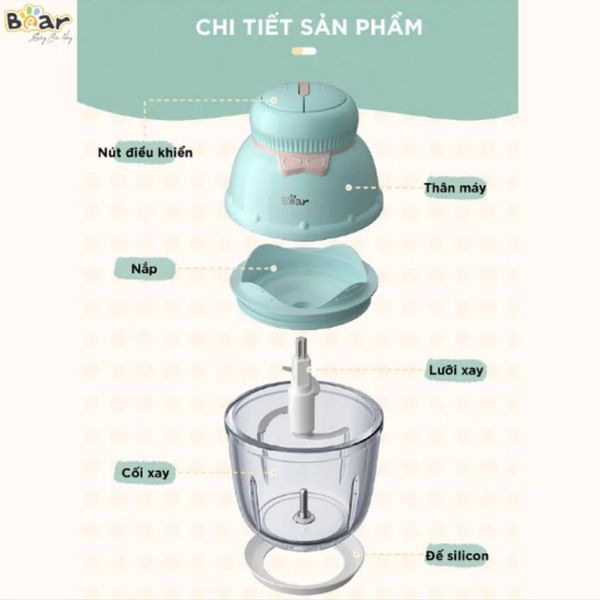 Máy Xay Ăn Dặm BEAR 0.6L GR-B06V1, Máy Xay Gia Vị Nấu Ăn, Xay Thịt