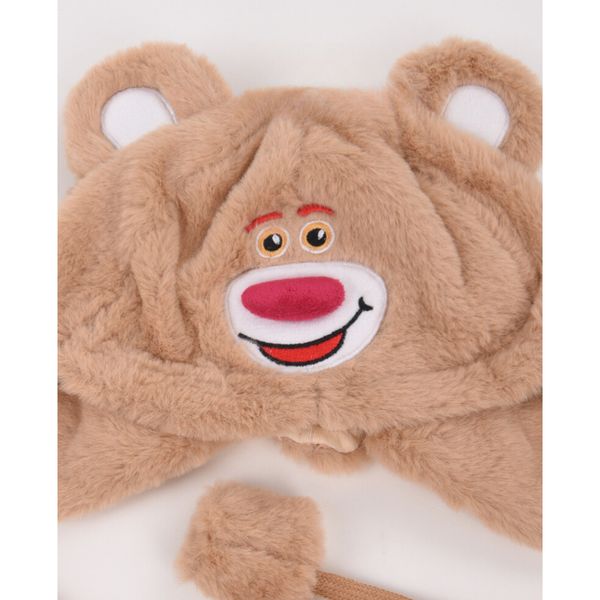 Mũ Trùm Đầu Giữ Ấm Mùa Đông Thiết Kế Tai Gấu Mềm Mại Chống Lạnh Có Dây Buộc