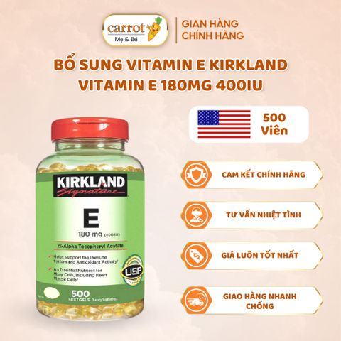 Bổ Sung Vitamin E Kirkland 180mg 400IU 500 Viên