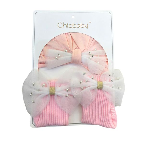 Set Mũ Turban Kèm Tất  CHICBABY Nhiều Mẫu Xinh Xắn Đáng Yêu Cho Bé Sơ Sinh 0-12 Tháng
