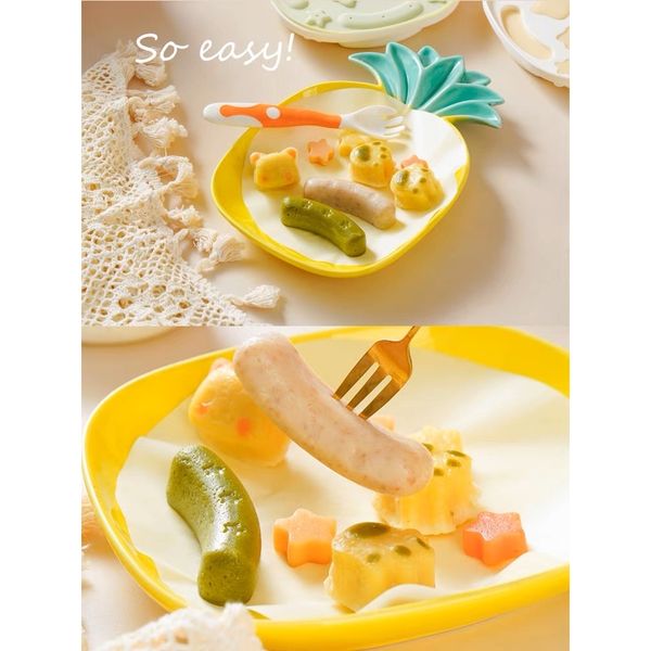 Khuôn Silicon Hình Thú Làm Bánh, Xúc Xích Thức Ăn Cho Bé, Khuôn Hấp Bánh Có Nắp