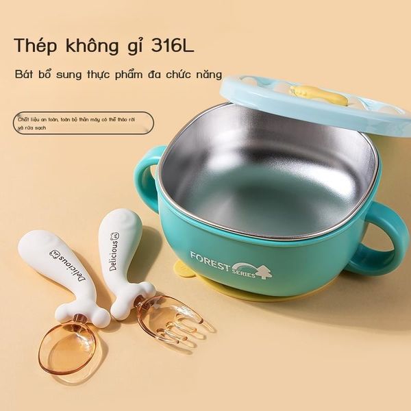 Chén Ăn Dặm Inox Chống Lật Có Tay Cầm Huanger