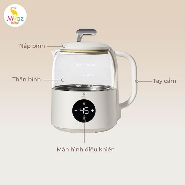 Bình Đun Nước Moaz MB099, Bình Đun Nước 600ML Kèm Túi Đựng Bảo Quản