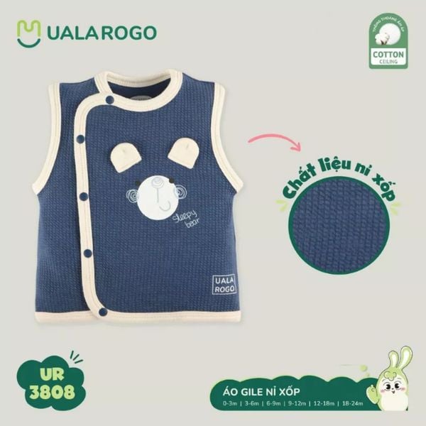 Áo Gile Uala Rogo 3808 Cho Bé Sơ Sinh  0-2 Tuổi Vải Nỉ Xốp Cotton Ceiling Co Giãn Mềm Mại
