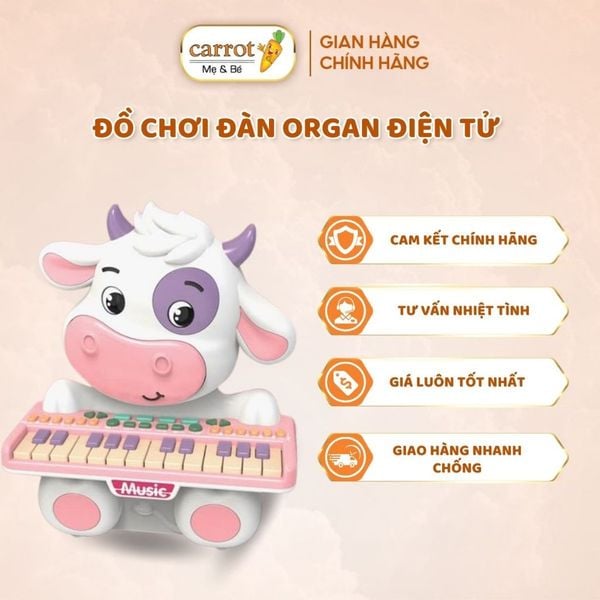 Đồ Chơi Đàn Organ Điện Tử Hình Bò Hoạt Hình Dễ Thương Cho Bé