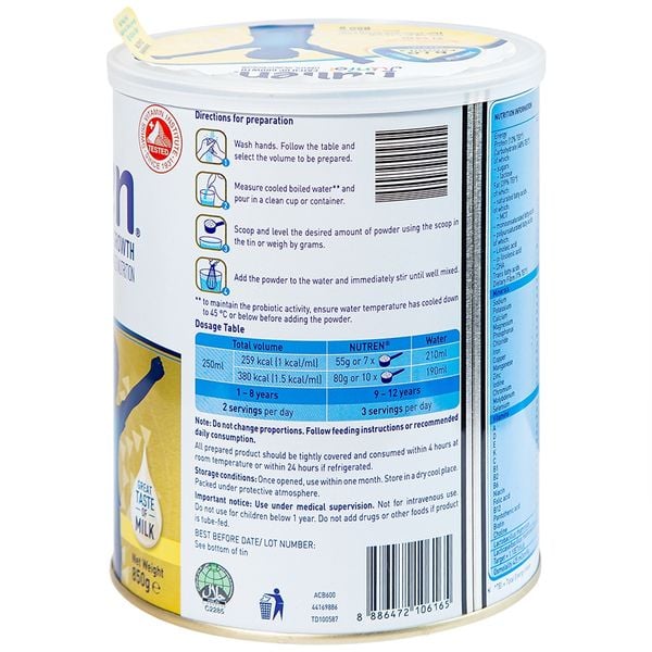 Sữa bột Nutren Junior Nestlé 850g Cho Trẻ 1 - 12 Tuổi