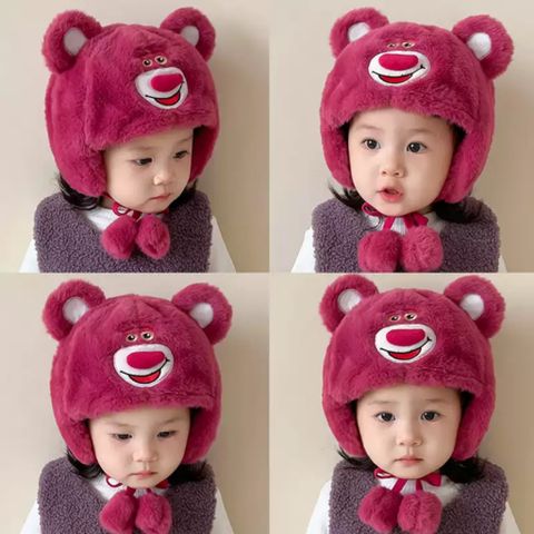 Mũ Trùm Đầu Giữ Ấm Mùa Đông Thiết Kế Tai Gấu Mềm Mại Chống Lạnh Có Dây Buộc