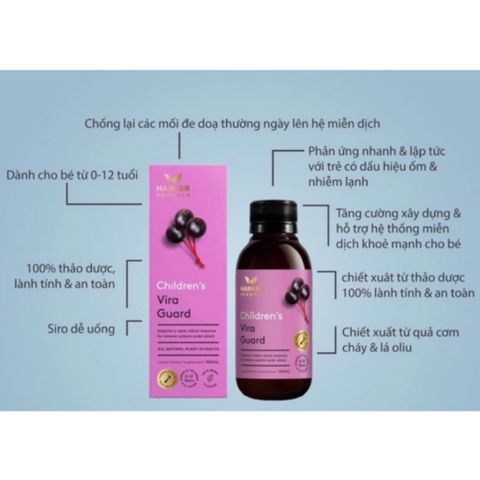 Siro Tăng Đề Kháng Khi Ốm Harker Herbals Children's Vira Guard Cho Bé
