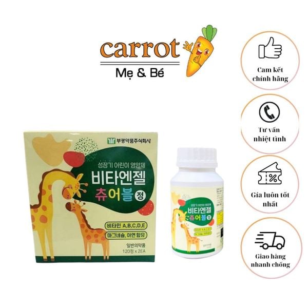 Kẹo Canxi Hươu Cao Cổ Hàn Quốc 1 lọ, Tăng Chiều Cao Cho Bé, Phát Triển Trí Thông Minh, Giúp Bé Ăn Ngon Mệng