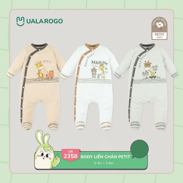 Body Liền Tất Ualarogo Cài Chéo Vải Petit Mềm Mỏng Bé Sơ Sinh 2358