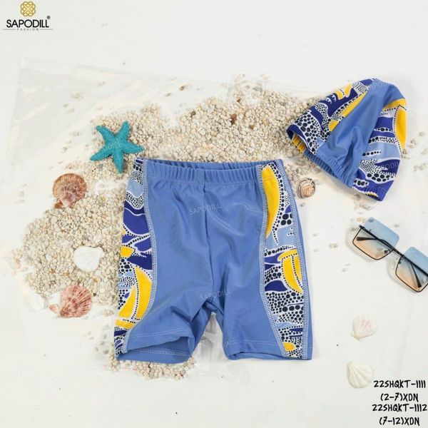 Quần Bơi SAPODILL Phối Hình Kèm Mũ Màu Xanh Dương Cho Bé Trai