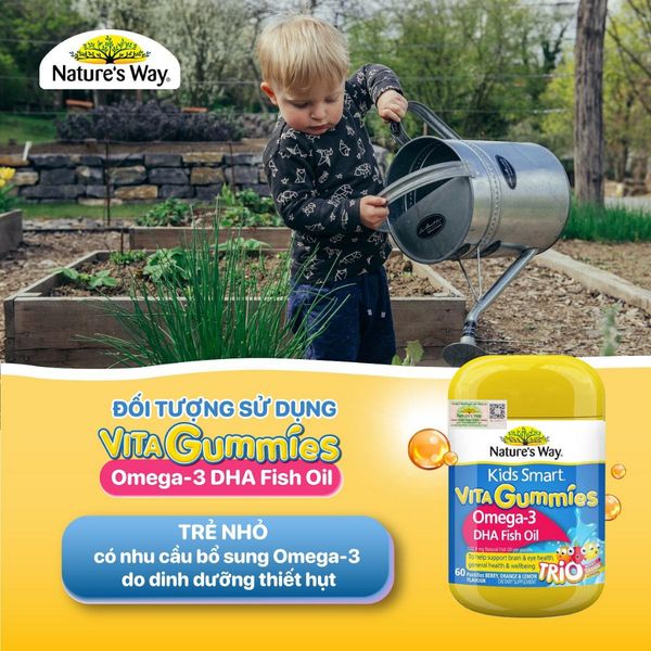 Kẹo Dẻo  Omega-3 DHA Fish Oil Nature's Way Kids Smart Vita Gummies Hộp 60 Viên Giúp Tăng Cường Trí Thông Minh Cho Bé