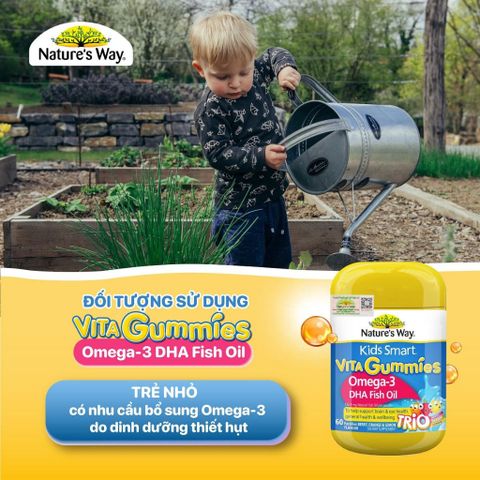 Kẹo Dẻo  Omega-3 DHA Fish Oil Nature's Way Kids Smart Vita Gummies Hộp 60 Viên Giúp Tăng Cường Trí Thông Minh Cho Bé