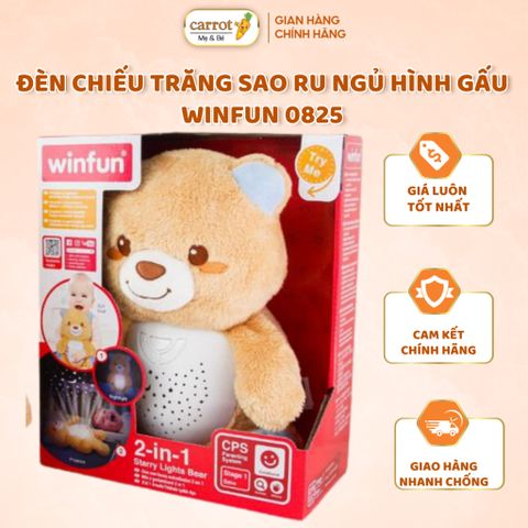 Gấu Bông Winfun Ru Ngủ Có Âm Thanh, Đèn chiếu trăng sao hình gấu Winfun 0825 Cho Bé Từ 0M