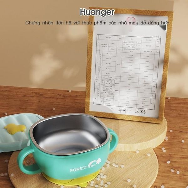 Chén Ăn Dặm Inox Chống Lật Có Tay Cầm Huanger