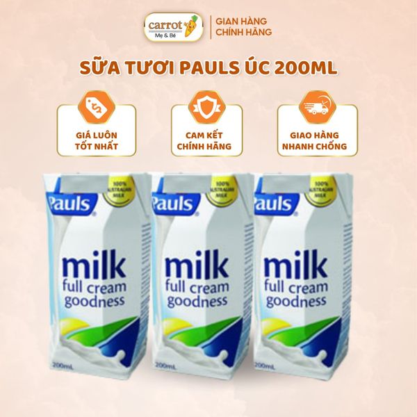 Sữa Pauls Úc Nguyên Kem, Lốc 6 Hộp X 200Ml 12M+