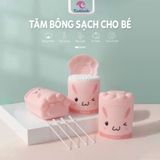 Tăm Bông KICHI Hộp 200 Que Hình Heo Hồng Cho Bé Sơ Sinh