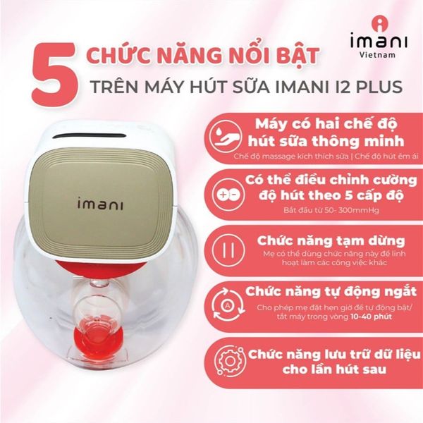 Máy Hút Sữa Không Dây IMANI I2 Plus, Máy Hút Sữa 5 Chức Năng Nổi Bật
