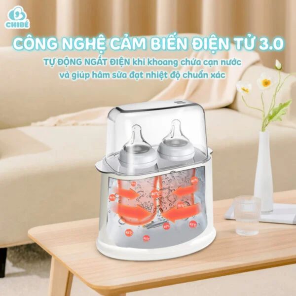 Máy Hâm Sữa Đôi Và Triệt Trùng CHIBE CB017, Máy Hâm Sữa Rã Đông Đa Chức Năng
