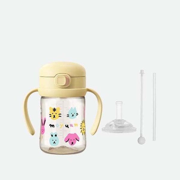 Bình Tập Uống Nước Cho Bé Moyuum, Có Van Chống Sặc, Bình Tập Hút Có Tay Cầm, Ống Hút Silicon
