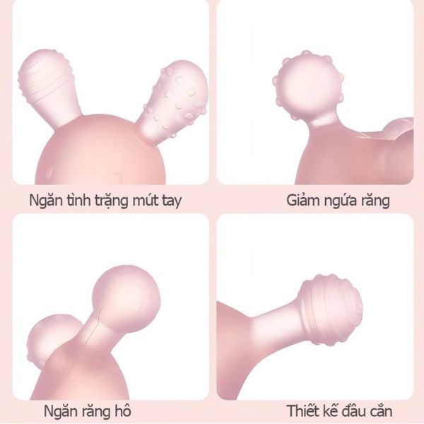 Gặm Nướu Cho Bé Bằng Silicon Cao Cấp Hình Thỏ Tặng Kèm Hộp