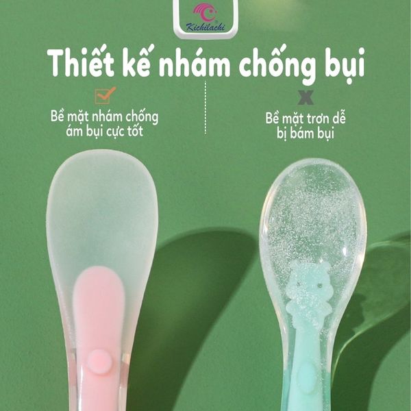 Set 2 Thìa Silicon Ăn Dặm Kichilachi, Thìa Ăn Dặm Cho Bé