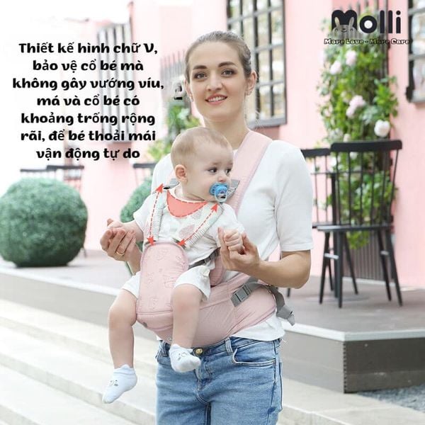 Địu Ngồi Cho Bé - Địu Ngồi Cho Bé Sơ Sinh Molli - Mẹ Và Bé, Thoáng Khí - 700Gr