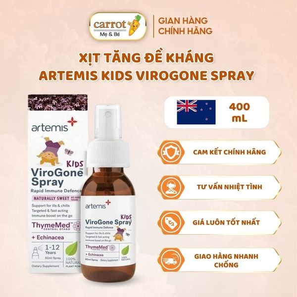 Hỗ Trợ Tăng Đề Kháng Họng Cho Bé - Artemis Kids ViroGone Spray - 1 Tới 12 Tuổi