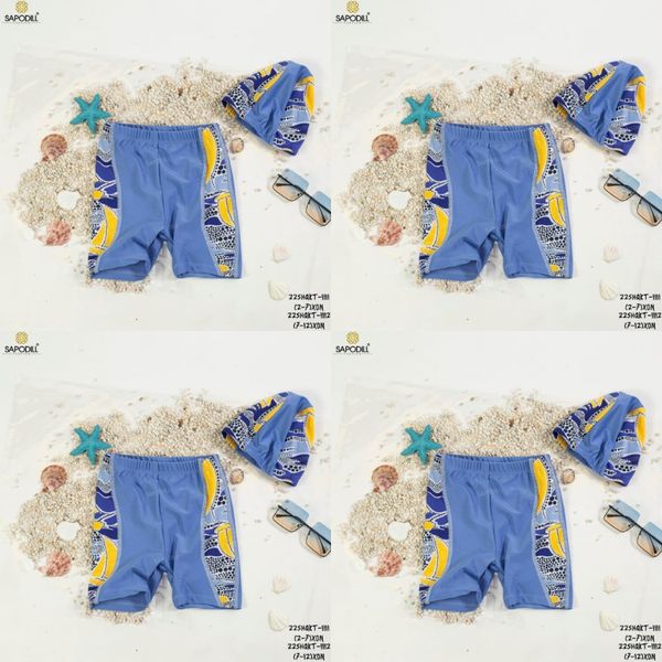 Quần Bơi SAPODILL Phối Hình Kèm Mũ Màu Xanh Dương Cho Bé Trai